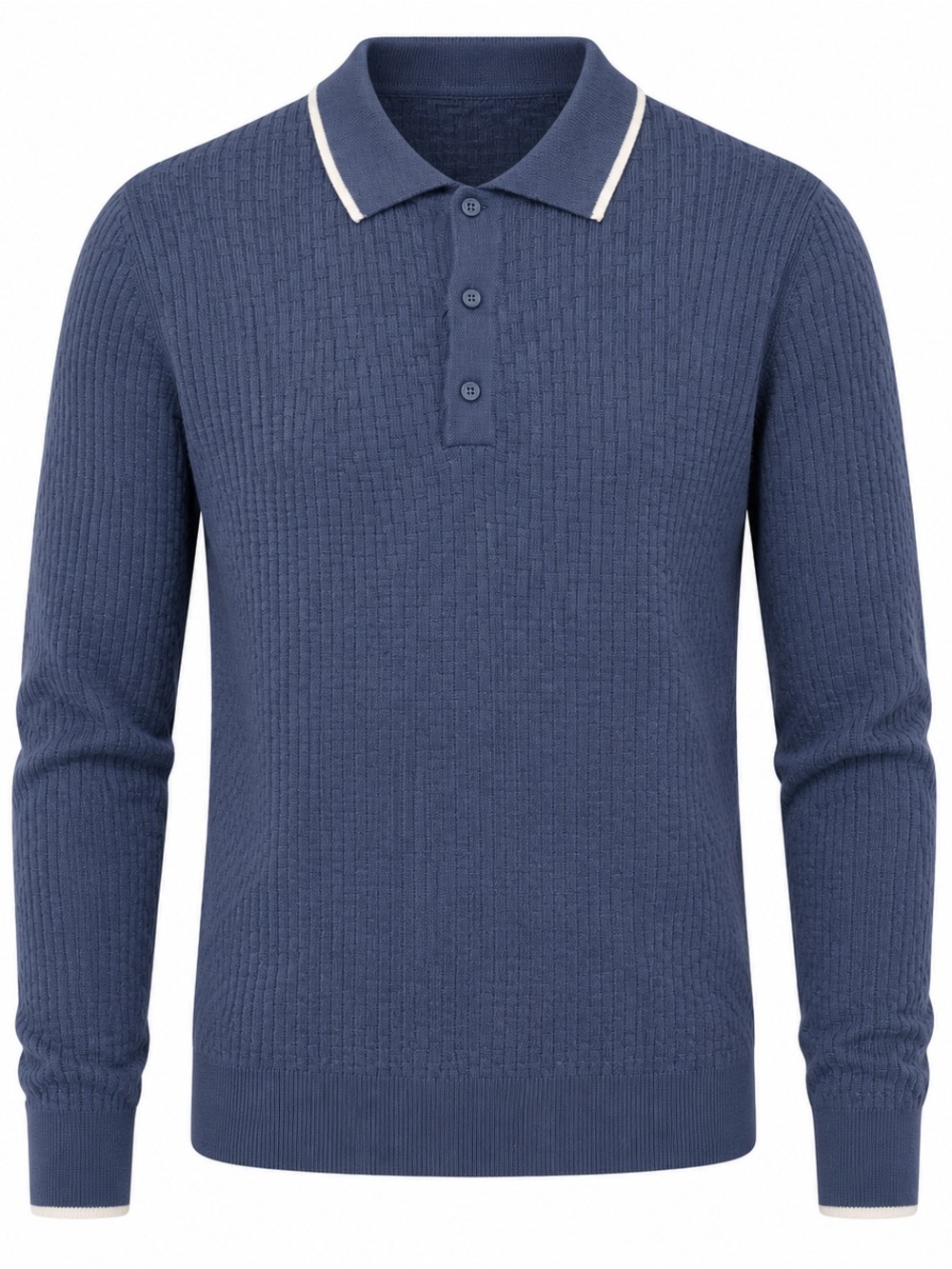 Apt. 9 Men's Slate Blue Textured Long-Sleeve Polo nwt
